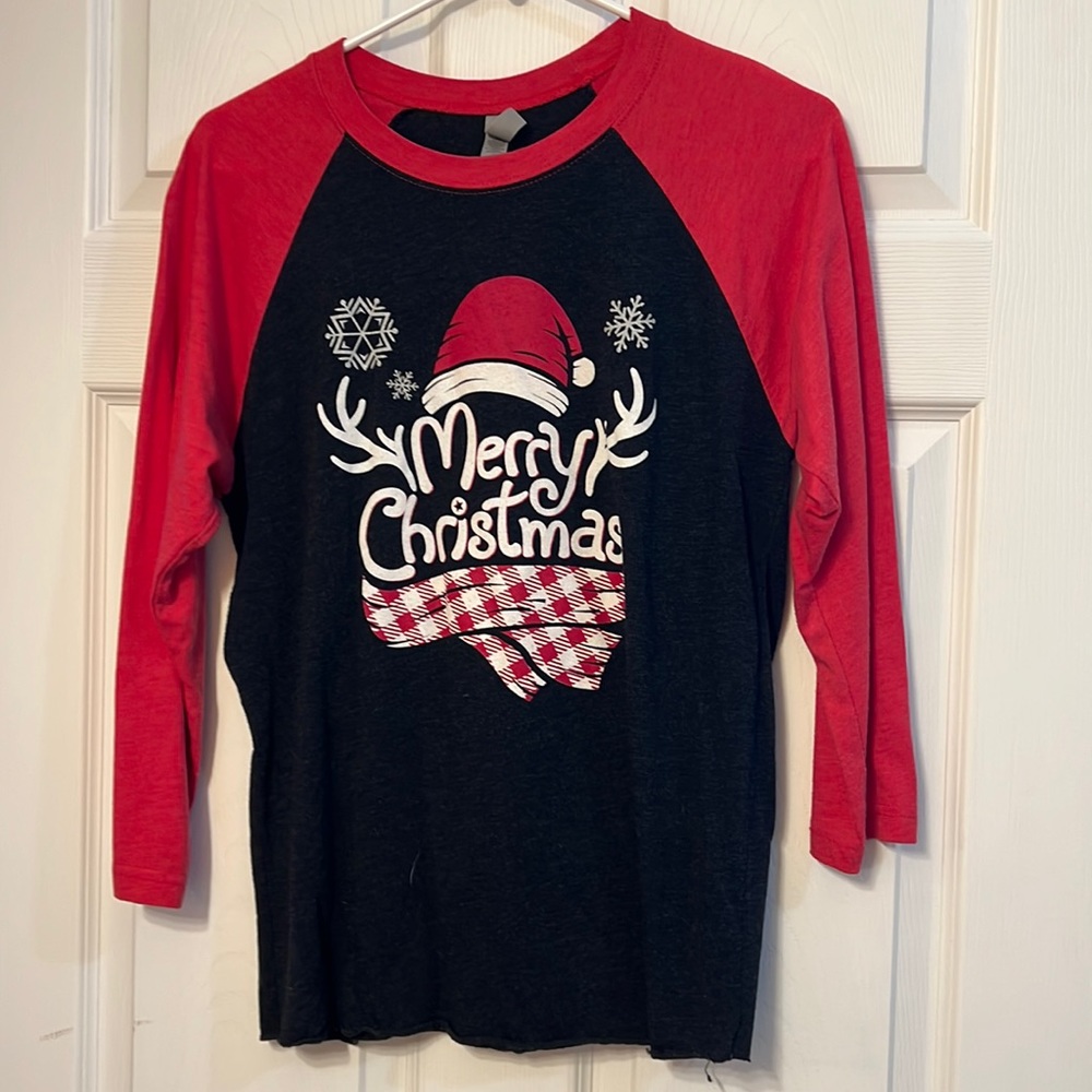 Cute Christmas baseball style tee